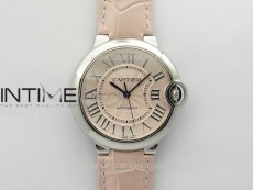 Ballon Bleu 36mm SS K3F 1:1 Best Edition Pink Textured Dial on Pink Leather Strap A076