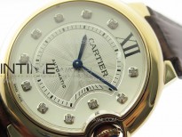 Ballon Bleu 36mm RG K3F 1:1 Best Edition White Textured Dia Markers Dial On Black Leather Strap A076