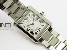 Tank Solo Ladies 25mm SS K11F 1:1 Best Edition White Dial on SS Bracelet Ronda Quartz