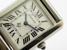 Tank Solo Ladies 25mm SS K11F 1:1 Best Edition White Dial on SS Bracelet Ronda Quartz