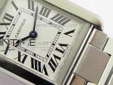 Tank Solo Ladies 25mm SS K11F 1:1 Best Edition White Dial on SS Bracelet Ronda Quartz