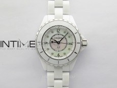 J12 33mm White Korea Ceramic EAST Factory 1:1 Best Edition White Dial Diamonds Markers on Bracelet Swiss Quartz