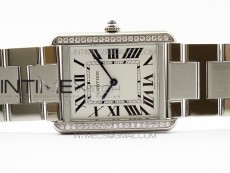 Tank Solo Ladies 28mm SS Diamond Bezel K11F 1:1 Best Edition White Dial on SS Bracelet Ronda Quartz