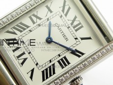 Tank Solo Ladies 28mm SS Diamond Bezel K11F 1:1 Best Edition White Dial on SS Bracelet Ronda Quartz