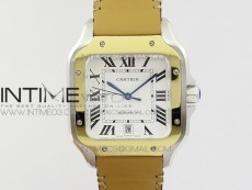 Santos de Cartier Large 2018 KOR 1:1 Best Edition YG Bezel White Dial on Brown Leather Strap MIYOTA 9015