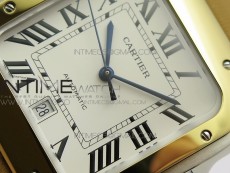 Santos de Cartier Large 2018 KOR 1:1 Best Edition YG Bezel White Dial on Brown Leather Strap MIYOTA 9015