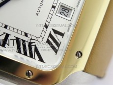 Santos de Cartier Large 2018 KOR 1:1 Best Edition YG Bezel White Dial on Brown Leather Strap MIYOTA 9015