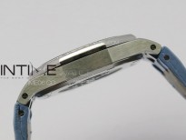Lady Royal Oak 33mm 67620ST SS APSF 1:1 Best Edition Blue Textured Dial on Blue Leather Strap RONDA Quartz