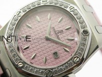 Lady Royal Oak 33mm 67620ST SS APSF 1:1 Best Edition Pink Textured Dial on Pink Leather Strap RONDA Quartz
