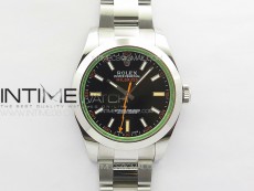Milgauss 116400 GV Real Green Sapphire SS APSF 1:1 Best Edition Black Dial on SS Bracelet A2824
