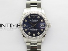 DateJust 31mm 178271 SS Crystal Bezel APSF Best Edition Blue Dial Crystal Markers on Oyster Bracelet A2824