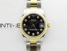 DateJust 31mm 178271 SS/YG APSF Best Edition Black Dial Crystal Markers on Oyster Bracelet A2824
