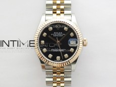 DateJust 31mm 178271 SS/RG APSF Best Edition Black Dial Crystal Markers on Jubilee Bracelet A2824