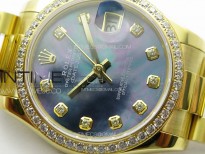 DateJust 31mm 178271 YG APSF Best Edition Blue MOP Dial Crystal Markers on President Bracelet A2824