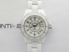 J12 38mm EAST 1:1 Best Edition White Korea Ceramic White Dial Numbers Markers on Bracelet A2892