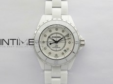J12 38mm EAST 1:1 Best Edition White Korea Ceramic White Dial Crystals Markers on Bracelet A2892