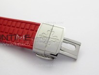 Aquanaut 5067A SS PPF 1:1 Best Edition Red Textured Dial on Red Rubber Strap RONDA Quartz