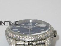 DateJust 41 126334 Full Paved Diamonds BP Best Edition Blue Dial Sticks Markers on Jubilee Bracelet A2824