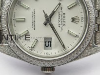DateJust 41 126334 Full Paved Diamonds BP Best Edition White Dial Sticks Markers on Jubilee Bracelet A2824