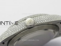 DateJust 41 126334 Full Paved Diamonds BP Best Edition White Dial Sticks Markers on Jubilee Bracelet A2824