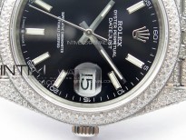 DateJust 41 126334 Full Paved Diamonds BP Best Edition Black Dial Stick Markers on Jubilee Bracelet A2824