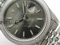 DateJust 41 126334 Full Paved Diamonds BP Best Edition Rhodium Dial Stick Markers on Jubilee Bracelet A2824