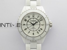 J12 38mm EAST 1:1 Best Edition White Korea Ceramic White Dial Numbers Markers on Bracelet Calibre 12.1