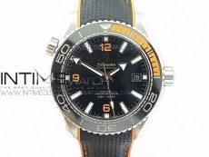 Planet Ocean 43.5mm SS VSF 1:1 Best Edition Black/Orange Bezel Black Dial on Black Nylon Strap A8900 Super Clone
