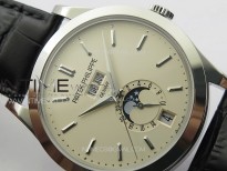 Annual Calendar Moonphase 5396 SS PPF 1:1 Best Edition White Dial on Black Leather Strap PPF324