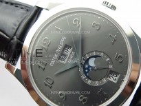 Annual Calendar Moonphase 5396 SS PPF 1:1 Best Edition Gray Dial on Black Leather Strap PPF324