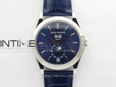Annual Calendar Moonphase 5396 SS PPF 1:1 Best Edition Blue Dial on Black Leather Strap PPF324