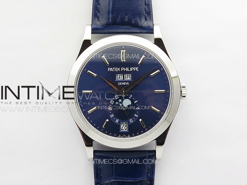 Annual Calendar Moonphase 5396 SS PPF 1:1 Best Edition Blue Dial on Blue Leather Strap PPF324