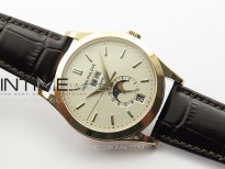 Annual Calendar Moonphase 5396 RG PPF 1:1 Best Edition White Sticks Dial on Black Leather Strap PPF324