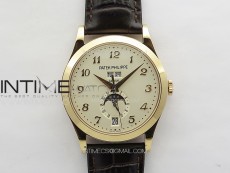 Annual Calendar Moonphase 5396 RG PPF 1:1 Best Edition White Numbers Dial on Black Leather Strap PPF324