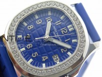 Aquanaut 5067A SS PPF 1:1 Best Edition Blue Textured Dial Red Hand on Blue Rubber Strap Ronda Quartz