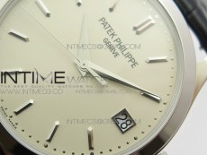 Calatrava 5296G SS ZF 1:1 Best Edition Ivory Dial On Black Leather Strap 324CS (Free box)