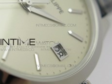 Calatrava 5296G SS ZF 1:1 Best Edition Ivory Dial On Black Leather Strap 324CS (Free box)