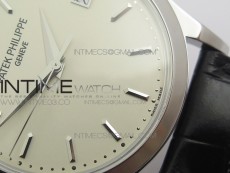 Calatrava 5296G SS ZF 1:1 Best Edition Ivory Dial On Black Leather Strap 324CS (Free box)
