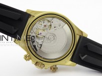 Daytona 116518LN YG APSF Best Edition Black Dial Gold Subdials On Rubber Strap Slim A7750 (same thickness as gen)