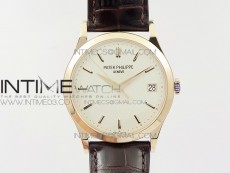 Calatrava 5296R RG ZF 1:1 Best Edition Ivory Dial On Brown Leather Strap 324CS (Free box)