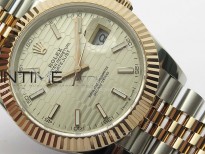 DateJust 41 126334 SS/RG GMF 1:1 Best Edition Silver Fluted Dial on SS/RG Jubilee Bracelet
