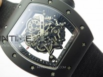 RM055 Real Ceramic Case KUF Best Edition Black Crown on Black Nyloy Strap MIYOTA8215