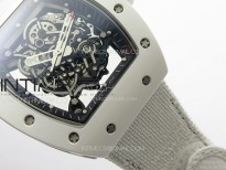 RM055 Real Ceramic Case KUF Best Edition White Crown on White Nyloy Strap MIYOTA8215