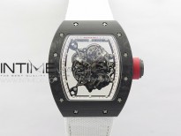 RM055 Real Forged Carbon Case KUF Best Edition Red Crown on White Nylon Strap MIYOTA8215