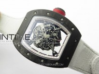 RM055 Real Forged Carbon Case KUF Best Edition Red Crown on White Nylon Strap MIYOTA8215