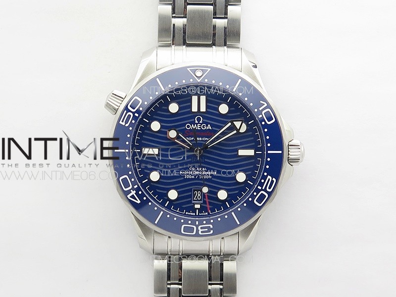 Seamaster Diver 300M ZF 1:1 Best Edition Blue Ceramic Bezel Blue Ceramic Dial on SS Bracelet A8800