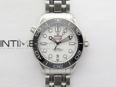 Seamaster Diver 300M ZF 1:1 Best Edition Black Ceramic Bezel White Ceramic Dial on SS Bracelet A8800