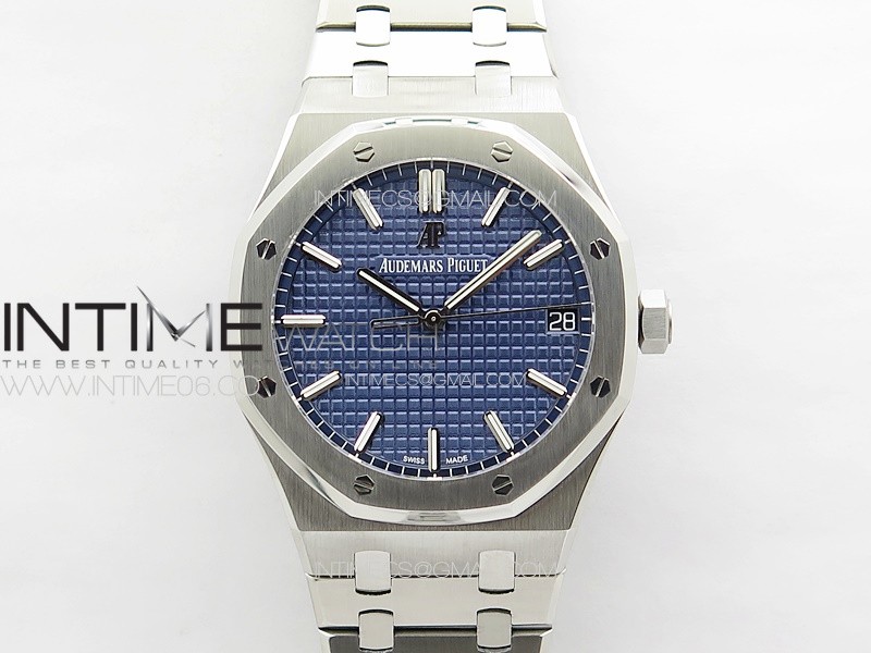 Pre Order: Royal Oak 41mm 15500 SS APSF 1:1 Best Edition Blue Textured Dial on SS Bracelet A4302 Super Clone