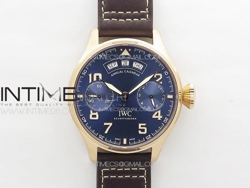 Big Pilot Annual Calendar RG IW5027 "Le Petit Prince" AZF 1:1 Best Edition Blue Dial on Brown Leather Strap A52850