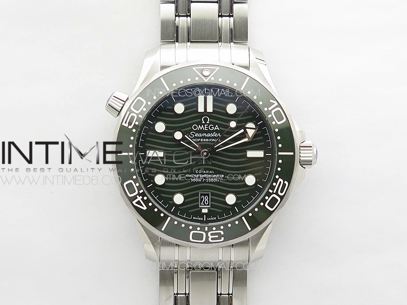 Seamaster Diver 300M SS/Green Ceramic Bezel ORF 1:1 Best Edition Green Dial on SS Bracelet A8800